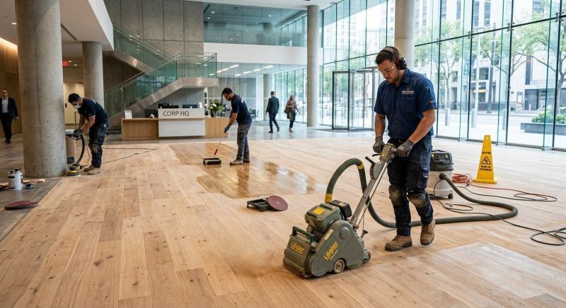 Our team working on Wood Floor Service projects in Woodstock, GA